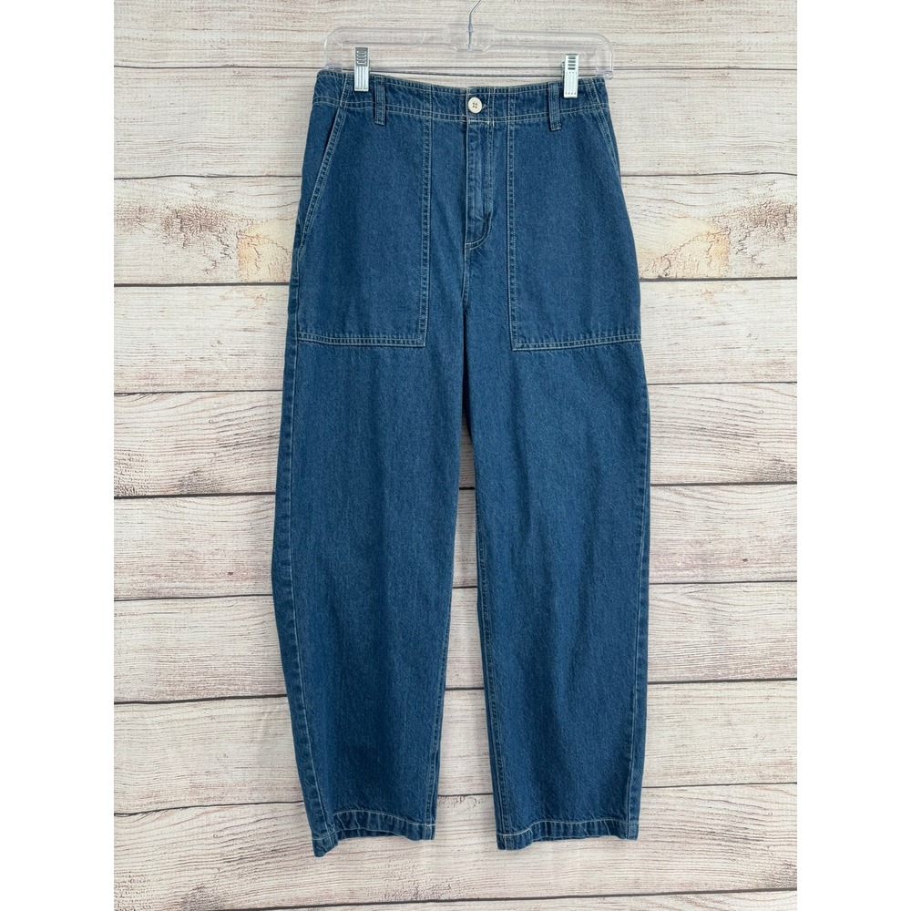 Brixton Barrel Carpenter Jeans Women 27 Blue Medium Wash High Rise Cropped